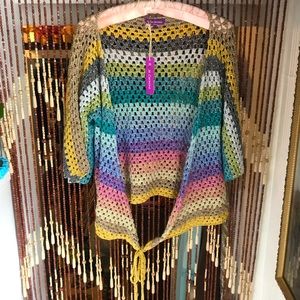 Rose Carmine Colorful Open Knit Sweater💗